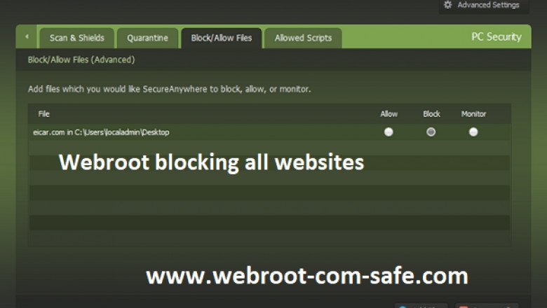 How do I stop Webroot from blocking websites?