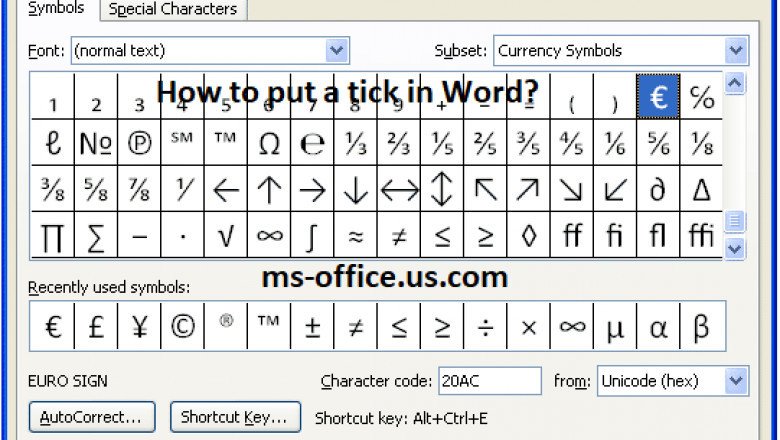 How you can put a tick in Word?
